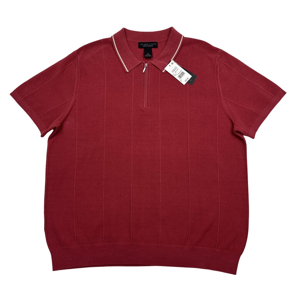 The Mens Store Bloomingdales Polo Shirt Mens XL Red 1/4 Zip Short Sleeve New